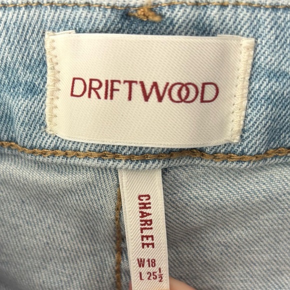 Driftwood Charlee Wide Leg Jeans Floral Embroidery Light Wash Denim Pink Orange - Picture 12 of 14